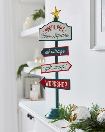 North Pole Metal Sign Post