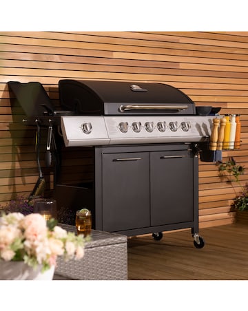 Charles Bentley 6 Burner Gas BBQ with Side Burner