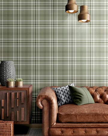 Catherine Lansfield Sage Kelso Check Wallpaper