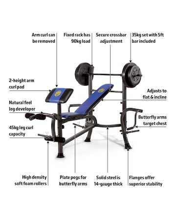 Marcy MWB-36780b Starter Weight Bench with 36kg Weight Set