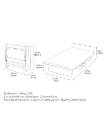 Jay-Be Supreme Automatic Folding Bed with Rebound e-Fibre Mattress Small Double