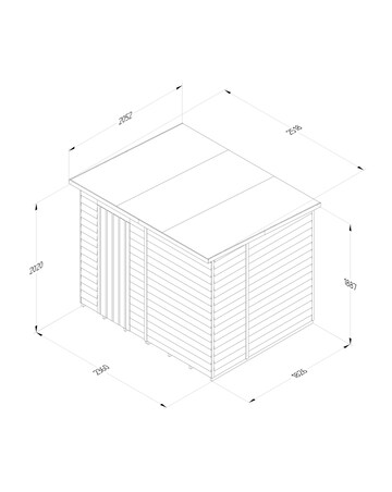4LIFE Pent Shed 8x6 - Single Door - No Windows (Home Delivery)
