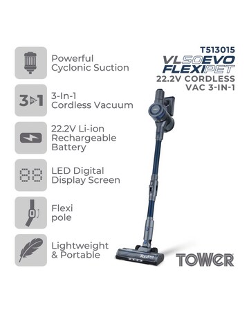 Tower VL50 Evo Pro Flexi-Pet Pro Evo Cordless 3 in 1 Vacuum Cleaner