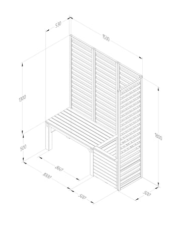 Forest Modular Garden Seating Set with Bench, Planter and Screen