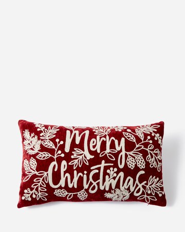 Merry Christmas Embroidered Boudoir Cushion