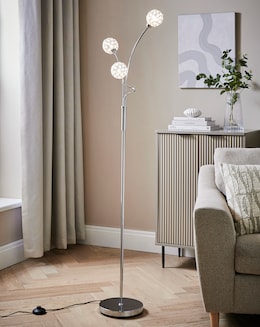 3 Light Acrylic Chrome Floor Lamp