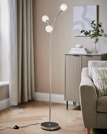 3 Light Acrylic Chrome Floor Lamp