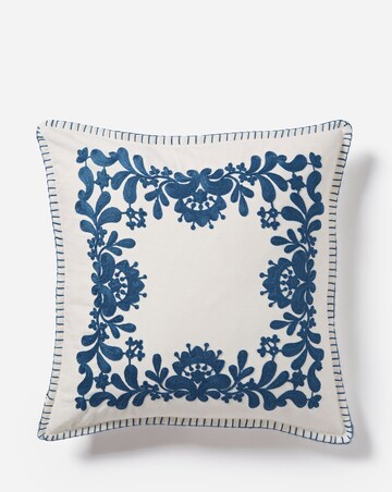Mia Embroidered Border Floral Cushion