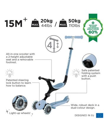 Globber Go Up Active Eco Ride On/Scooter - Blueberry