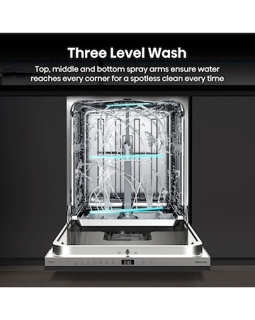 Hisense HV16CUK Fully Integrated Full Size Dishwasher 16 Place Settings Black