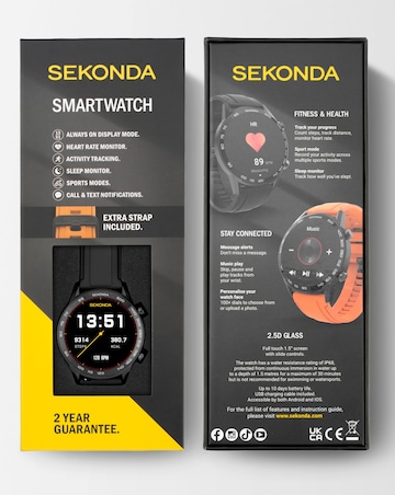 Sekonda Active Plus 45mm Black Rubber Dual Strap Smart Watch