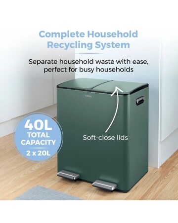 Tower 40L Recycling Pedal Bin Green