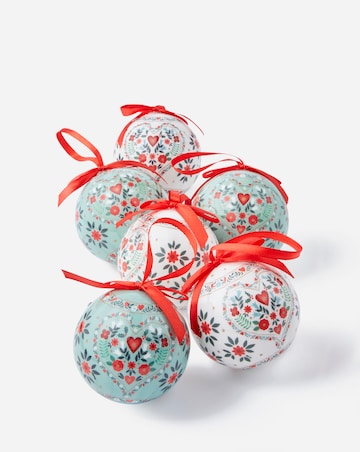 Gisela Graham Alpine Baubles with Red Bow - Set of 6