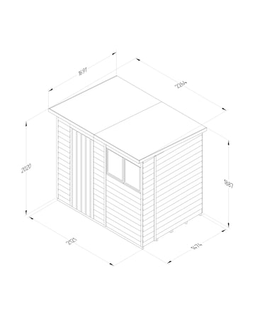4LIFE Pent Shed 7x5 - Single Door - 2 Windows (Home Delivery)