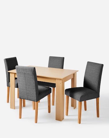 Dakota Small Dining Table with 4 Ava Fabric Chairs