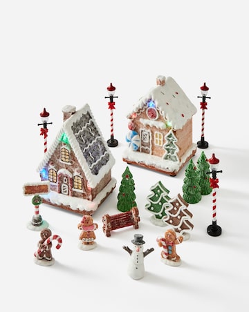 Lit Gingerbread Christmas Village