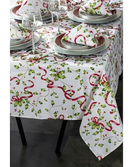 Waterside 9 Piece Holly Tablecloth &amp; Napkin Set