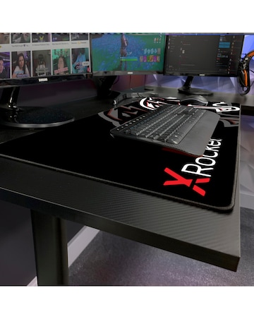 X Rocker Panther XL Reversible Corner Gaming Desk with Mousepad - Carbon Black