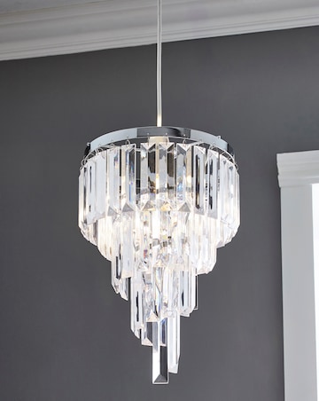 Waterfall Clear Acrylic Chrome Spiral Easy Fit Pendant