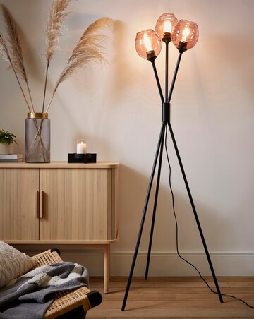 Plum Glass Tripod Floor Lamp