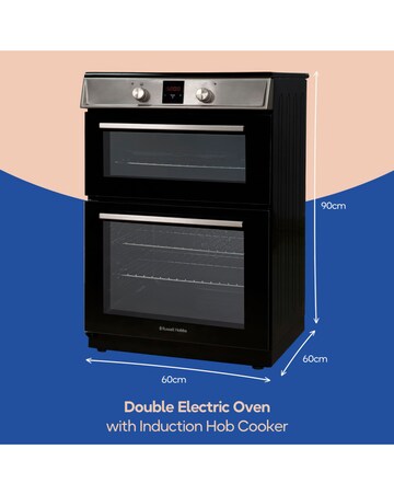 RUSSELL HOBBS 60CM Double Electric Cooker With Induction Hob - Stainless Steel