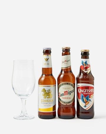 Brew House - World Lager Selection and Chalice Glass 3 x 330ml