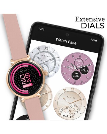 Radley Series 48 AMOLED T-Bar Leather Strap Smart Watch - Pink