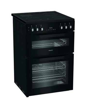 Hotpoint HTE6VDCB1 60cm Electric Twin Cooker with Multiflow - Black + Install