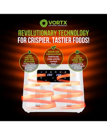 Tower Vortx White 8.5L Dual Basket Air Fryer