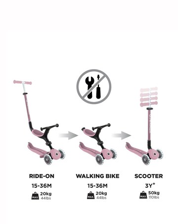 Globber Go Up Active Eco Ride On/Scooter - Berry