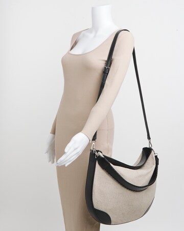 Canvas & PU Mix Shoulder Bag