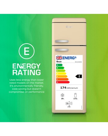 Swan SR11010CNE Retro 30/70 Top Mounted Fridge Freezer - Cream