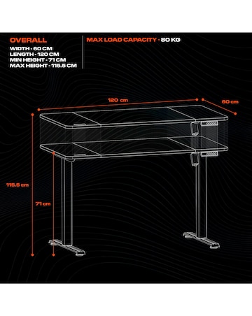 X Rocker Ascend Height Adjustable Desk Black