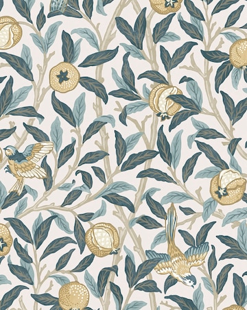 William Morris at Home Bird & Pomegranate Cloudy Blues Wallpaper