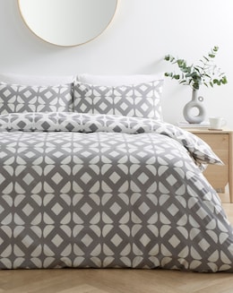 Gray &amp; Osbourn Arran Tile Print Duvet Set Grey