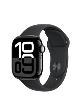 Apple Watch Series 10 GPS 42mm Jet Black Aluminium Case, Black Sport Band - S/M