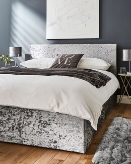 Hayden Crushed Velvet Ottoman Bed with 3 Layer Memory Foam Hybrid Mattress