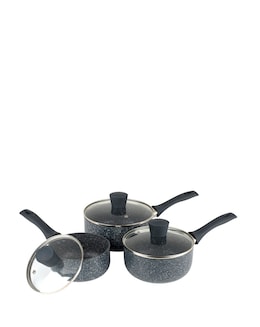 Russell Hobbs Nightfall Stone 3 Piece Saucepan Set - 16cm, 18cm and 30cm