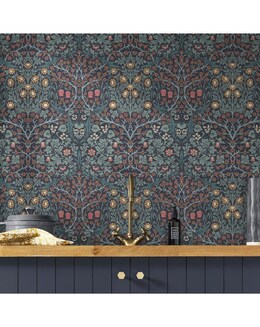 William Morris at Home Blackthorn Navy Floral Wallpaper