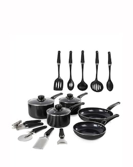 Swan Townhouse 14 Piece Cookware and Utensil Set Black