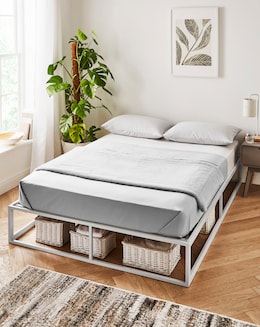 Manhattan Metal Platform Bed Frame with 3 Layer Memory Foam Hybrid Mattress