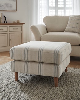 Clover Fabric Stripe Cushion Top Footstool