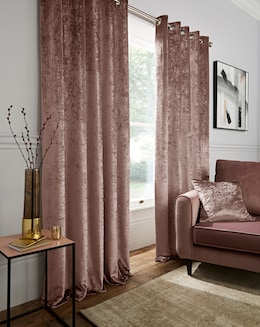 Crushed Velvet Lined Eyelet Curtains