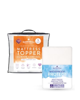 Slumberdown Sleep Soundly 5cm Mattress Topper + Waterproof Mattress Protector