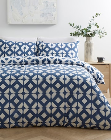 Gray & Osbourn Arran Tile Print Duvet Set Blue