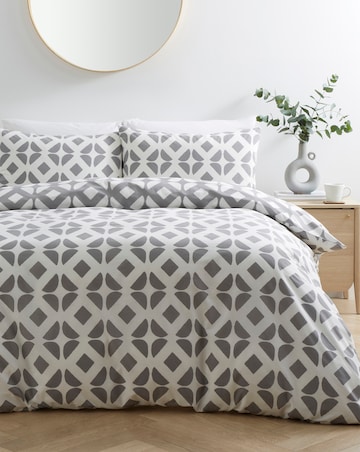 Gray & Osbourn Arran Tile Print Duvet Set Grey