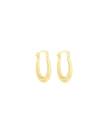 9ct Gold Patterned Creole Earrings