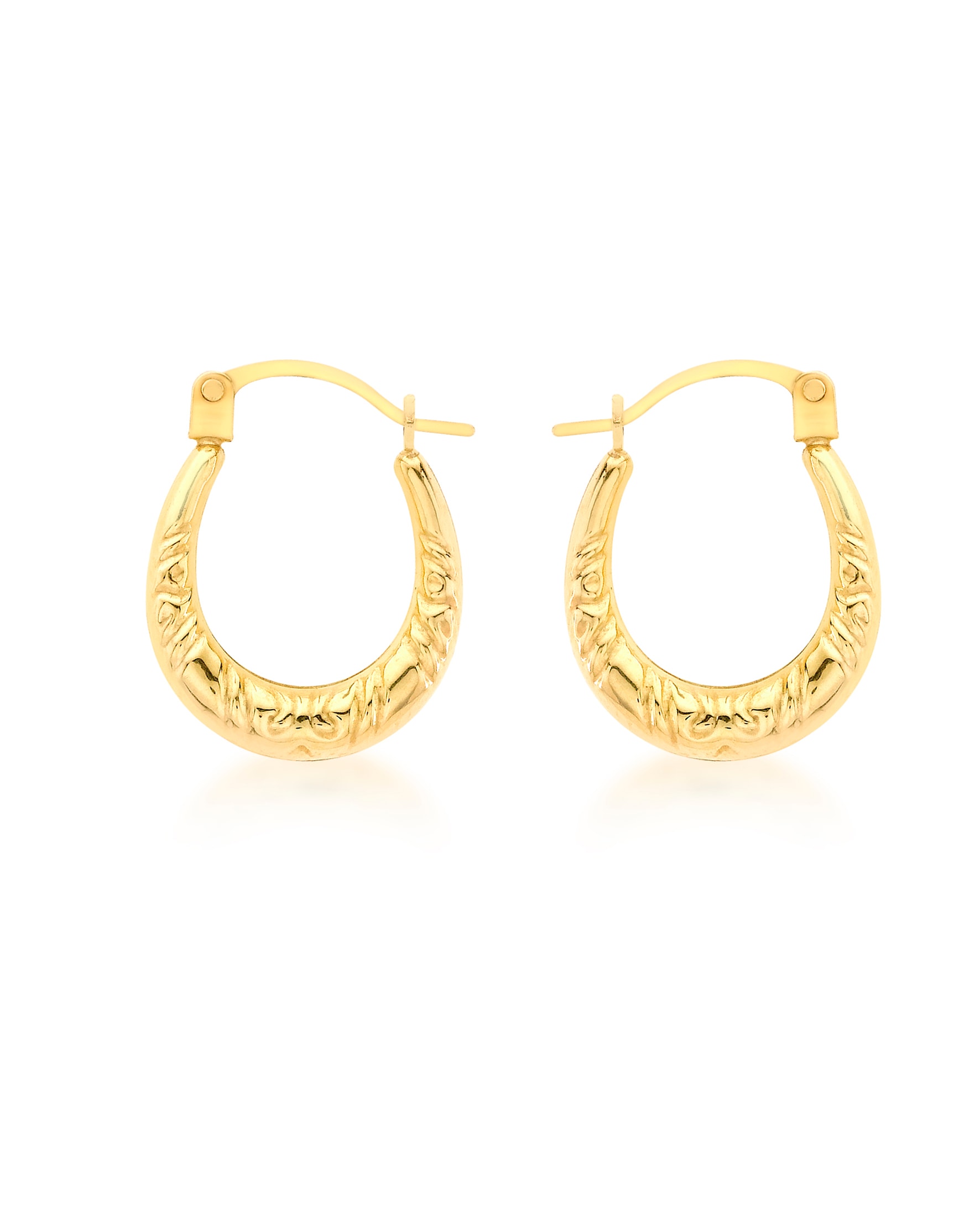 9ct Gold Patterned Creole Earrings