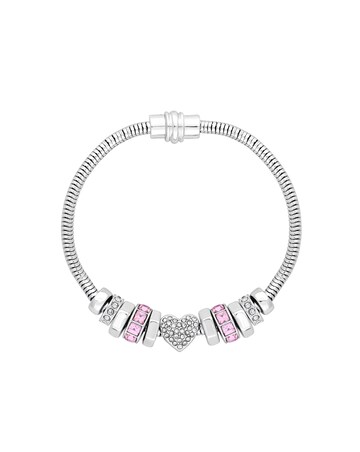 Lipsy Silver Heart Pink Magnetic Bracelet - Gift Boxed