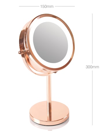 Rio Rose Gold LED Illuminated 1x & 5x Magnification Cosmetic Mirror